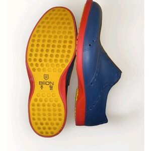 BIION Spikeless Golf Shoes Mens 9 Womens 11 Blue Red Oxford Slip On